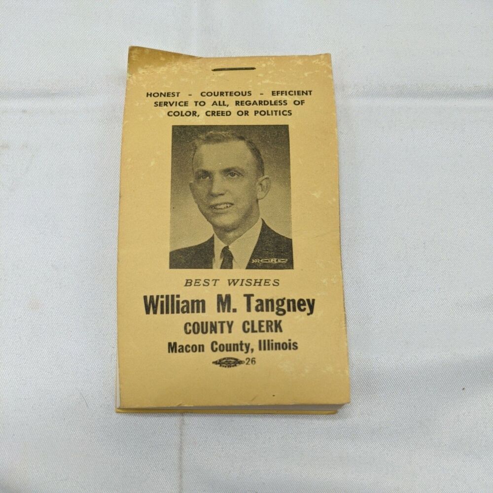 Vintage 2.25" X 4" Notepad Blank Pages William M. Tangney For County Clerk